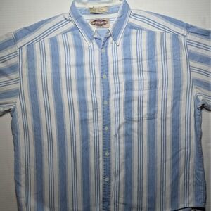 Vintage Sonoma Blue Stripe Button Shirt Oversized Menswear Cotton XXL